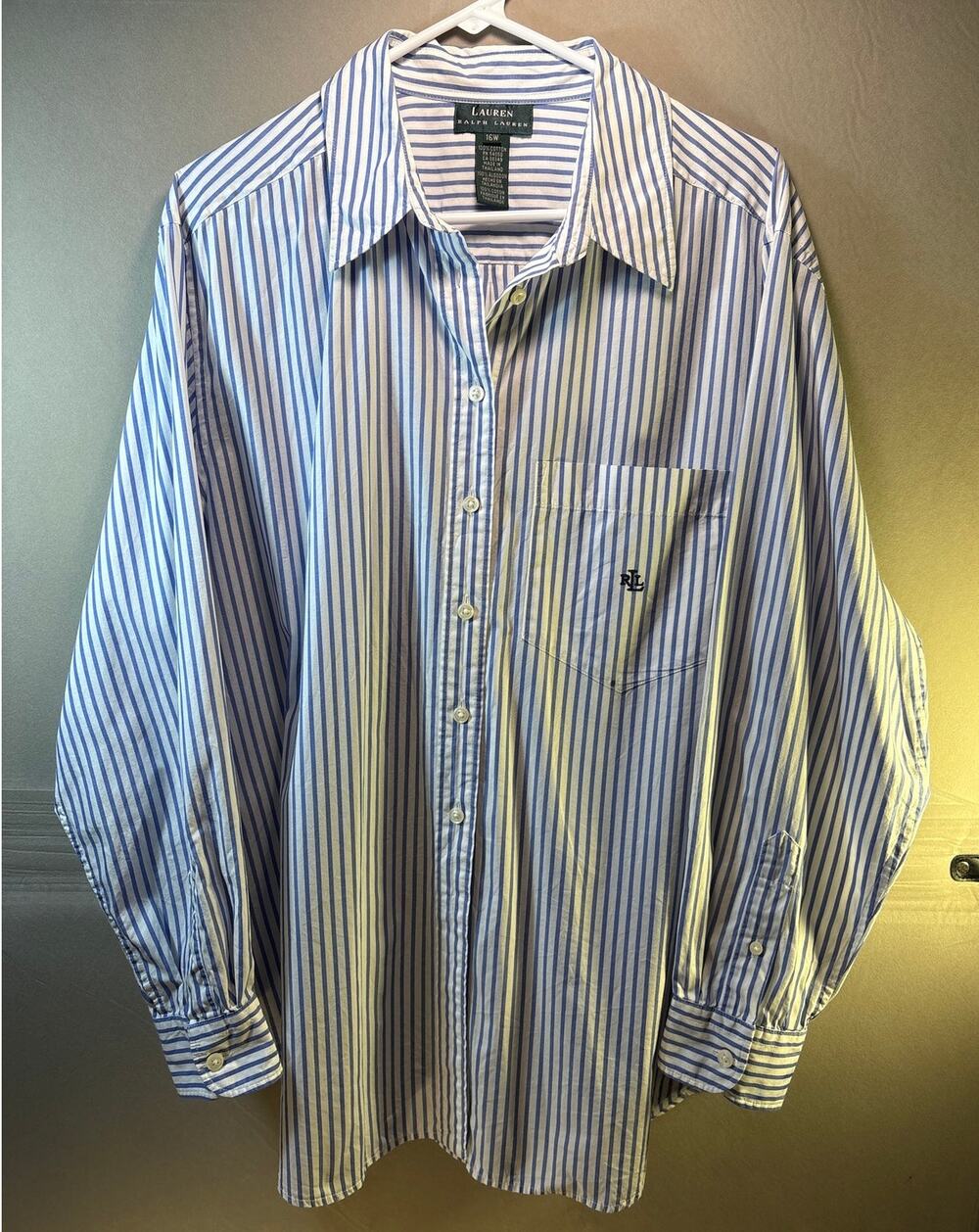 Lauren Ralph Lauren Classic Fit 100% Cotton Button Up Blouse Size 16 W